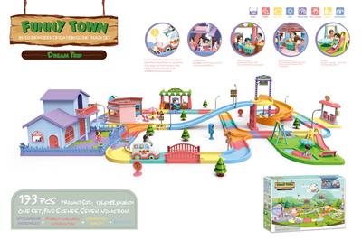 173PCS稚趣小镇智能识别场景轨道组合套装 (5场景 /7个感应不包电1.5V 3AAA)