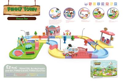 82PCS稚趣小镇智能识别场景轨道组合套装 (3场景 /3个感应 不包电1.5V 3AAA)