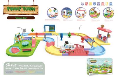 58PCS稚趣小镇智能识别场景轨道组合套装 (3场景/3个感应 不包电1.5V 3AAA)