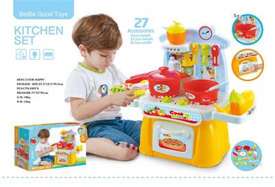 27PCS迷你电子厨房餐台套装带声音.灯光(不包电)-3粒1.5V AA