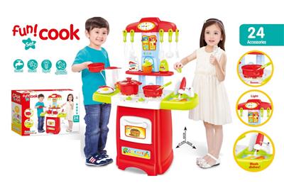 可出水、遮阳带灯光厨房餐台套装带声音（不包电）-6粒1.5V AA/3粒AG13纽扣电池