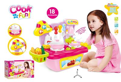 时尚卡通蘑菇餐台套装带声音.灯光（不包电）-3粒1.5V AA/3粒AG13纽扣电池