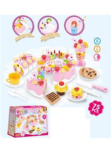 DIY水果电动蛋糕套装(75PCS带音乐、包电)/3粒AG13纽扣电池