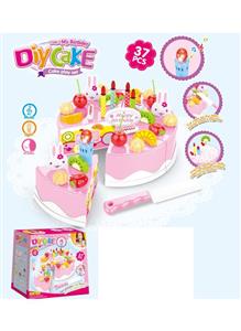 DIY水果电动蛋糕套装(37PCS带音乐、包电)/3粒AG13纽扣电池