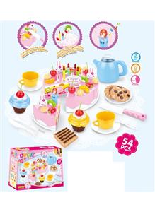 DIY水果电动蛋糕套装(54PCS带音乐、包电)/3粒AG13纽扣电池