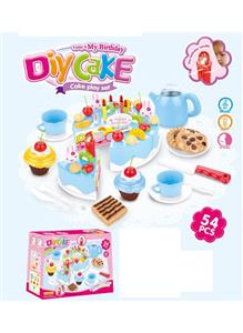 DIY水果电动蛋糕套装(54PCS带音乐、包电)/3粒AG13纽扣电池