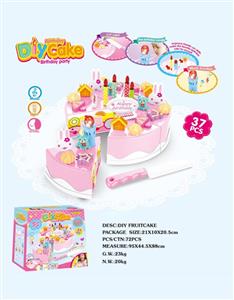 DIY水果电动蛋糕套装(37PCS带音乐、包电)/3粒AG13纽扣电池