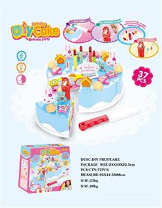 DIY水果电动蛋糕套装(37PCS带音乐、包电)/3粒AG13纽扣电池