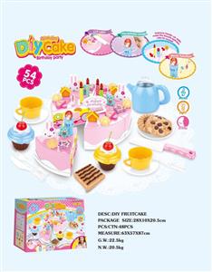 DIY水果电动蛋糕套装(54PCS带音乐、包电)/3粒AG13纽扣电池