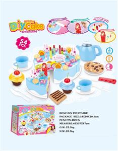 DIY水果电动蛋糕套装(54PCS带音乐、包电)/3粒AG13纽扣电池
