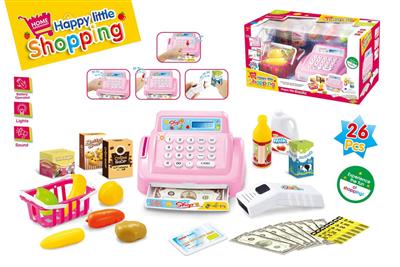 小收银机带扫描器购物套装、带声音、带灯光（不包电*5AA)