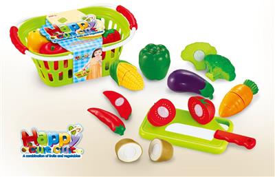 11PCS可切水果蔬菜带蓝子套装