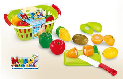 11PCS可切水果蔬菜带蓝子套装