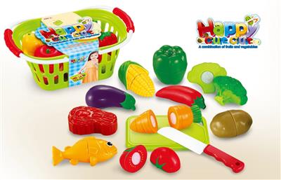 13PCS可切水果蔬菜带蓝子套装