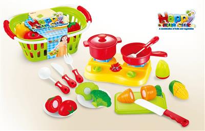 18PCS可切水果蔬菜带篮子+炉具套装
