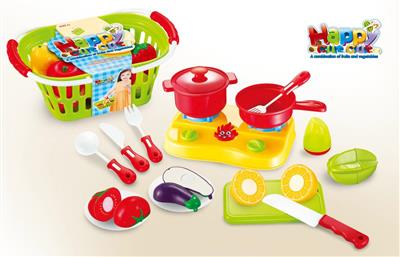 18PCS可切水果蔬菜带篮子+炉具套装