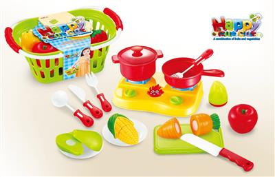 18PCS可切水果蔬菜带篮子+炉具套装