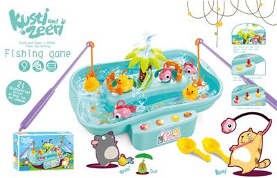 20PCS迷你旋转钓鱼比赛套装 (电动双色灯光音乐、不包电3粒1.5V AA)