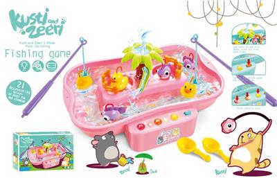 20PCS迷你旋转钓鱼比赛套装 (电动双色灯光音乐、不包电3粒1.5V AA)