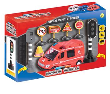 7 inch fire alarm car with traffic lights and roadblocks