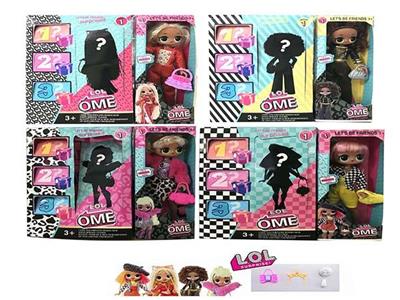 OME..12寸实身带灯光音乐惊喜娃娃胖童4款混装娃娃头发带不同香味带梳子包包。独角兽发夹带鞋子