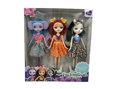 ENCHANTIMALS9寸实身动物高中3款混装