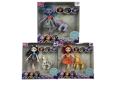 ENCHANTIMALS9寸12关节实身动物高中带动物3款混装