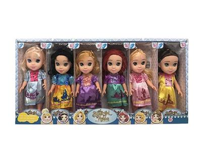 12寸搪胶带音乐迪士尼公主6款混装6PC