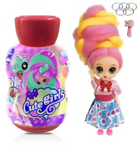 葫芦瓶5寸实身Candylocks棉花糖头发型娃娃带香味惊喜美发娃带说明书带发夹橡皮圈