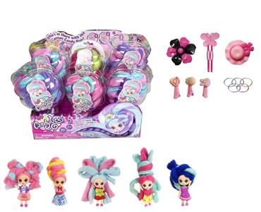 冰淇淋5寸实身Candylocks棉花糖头发型娃娃带香味惊喜美发娃带说明书带发夹橡皮圈6款6PC混装