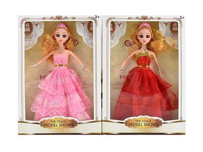 高档11.5寸实身3D眼珠婚纱芭比带皇冠带手链带项链