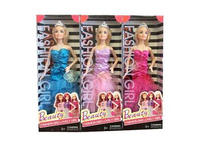 高档盒装11.5寸实身晚礼服芭比带皇冠