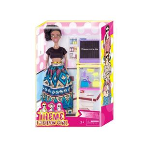 高档美泰版高档主题11.5寸实身黑人芭比带黑板和教材