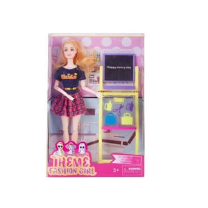 高档美泰版高档老师主题11.5寸11关节实身芭比带黑板和教材