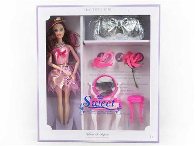 高档主题芭比11.5寸11关节实身带梳妆台配件