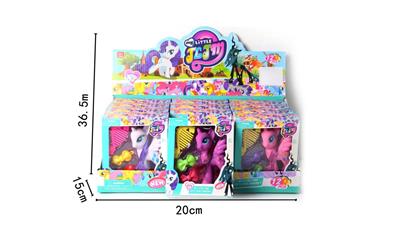 搪胶马宝莉带梳子带发夹3色混装12PC