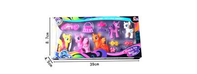 搪胶3只搪胶马宝丽带2只搪胶可爱小马宝带发夹带梳子带包包