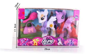 搪胶2只搪胶马宝丽带梳子带包包