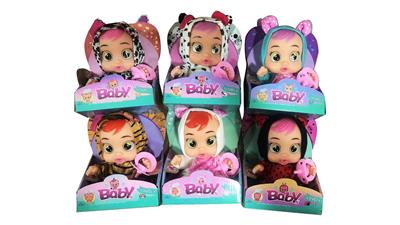 9 Inch Vinyl Crying Doll Will Drink Water, Really Tears, Four Tones of Music DAD .Mother.Angry.Cry 6 Bottles Mixed
