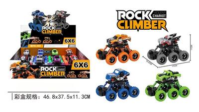 Six-wheeled, four-drive, pull-back climbing car