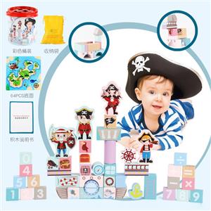 Wooden pirate barrel building blocks