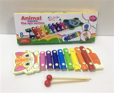 木制卡通小猫8音敲琴