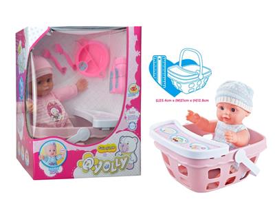 15 inch doll cotton body with vinyl hand and foot with basket cutlery component, with IC