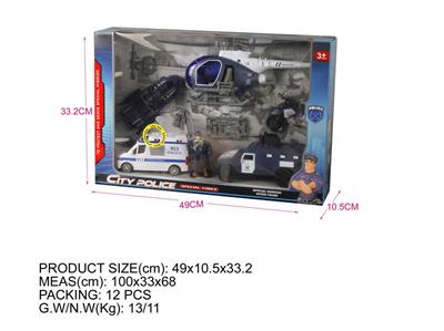 Open window box (police series) police car with IC package. Big airplanes, speed boats, hummers, motorcycles, police officers and other accessories