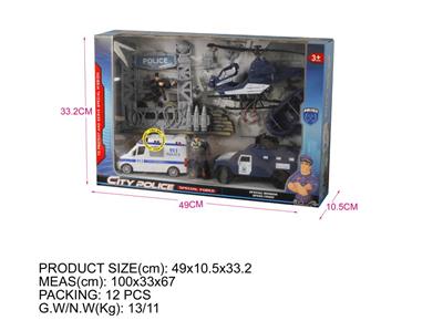 Open window box (police series) police car with IC package. Aircraft, ships, hummers, gantry, police officers and other accessories