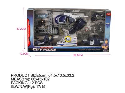Open window box (police series) police car with IC package. Large aircraft, speed boats, motorcycles, Hummers, small aircraft, gantry, police officers and other accessories