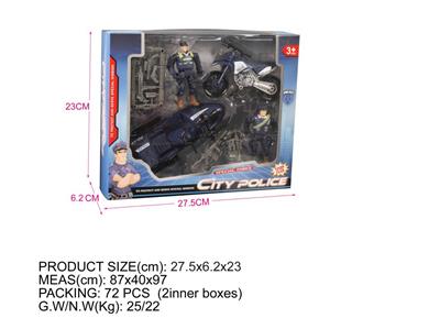 Window box (police series) speedboat motorcycle policeman and other accessories