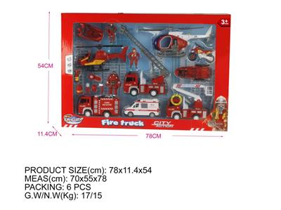 Window Box (Fire Series) Inertial Fire Truck Short Ladder with IC Package Electricity Fire Truck 2 Boat Large Aircraft Medium Aircraft Speedboat Motor Ambulance Fireman and Fire Fighting Equipment