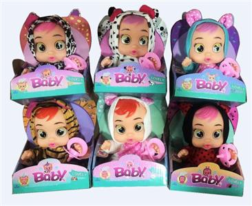 9 Inch Vinyl Crying Doll Will Drink Water Really Tears With Four Tones Of Music DAD .Mother.Angry.Cry With Baby Bottle 6 Mixed