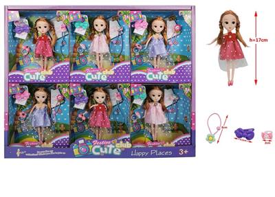 High-end gift box 7 inch solid body Barbie with hairpin 3 colors mixed 6pcs